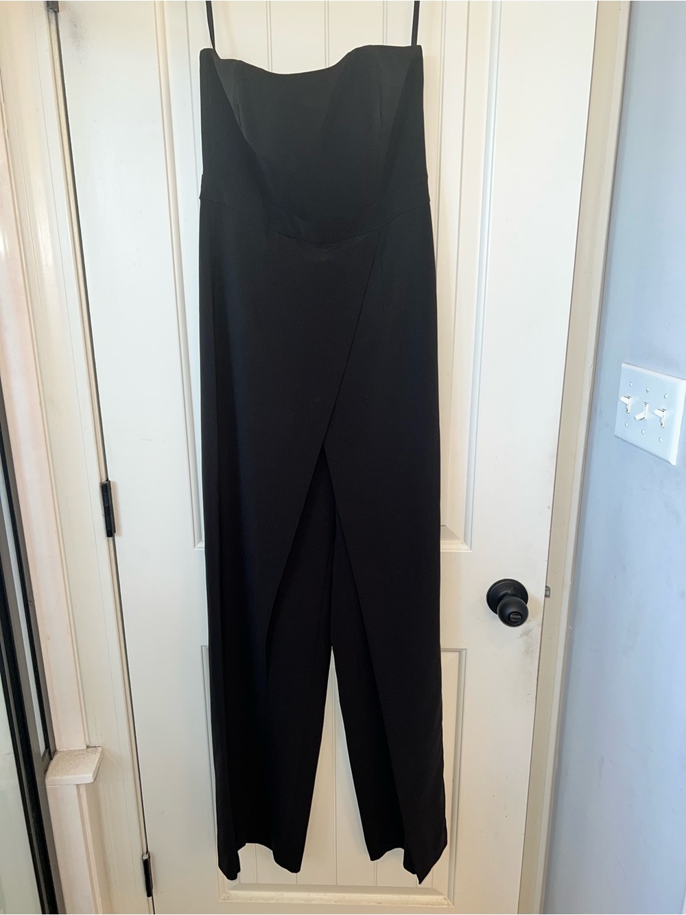 White House Black Market Strapless Black Jumpsuit with Wrap Front ~ Size 2